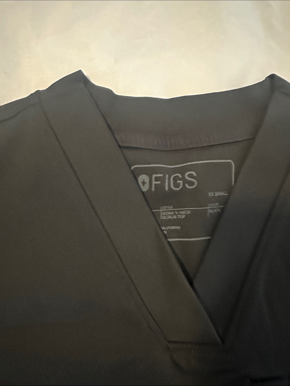 Figs FormX Black V-Neck Scrub Top with Patch Pocket